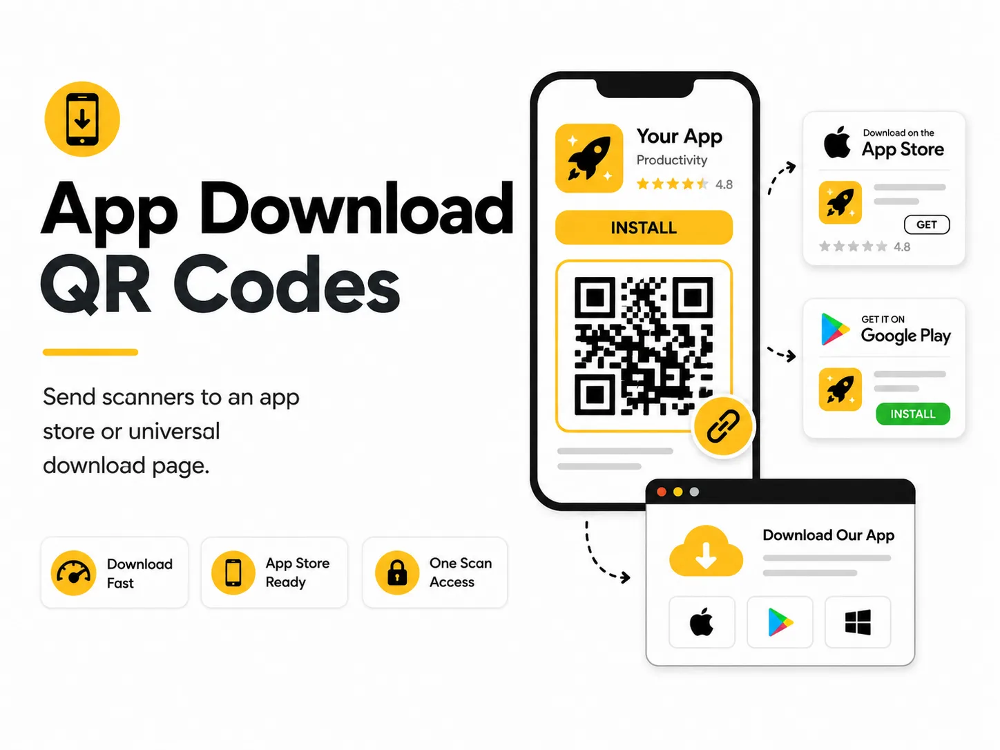 App download QR code linking people to an app store page