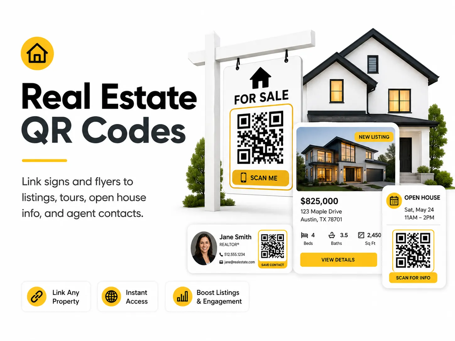 Real estate QR code on property marketing materials